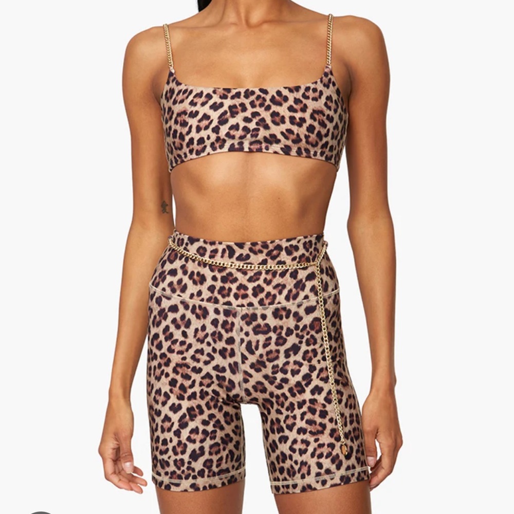 WeWoreWhat leopard chain link biker shorts